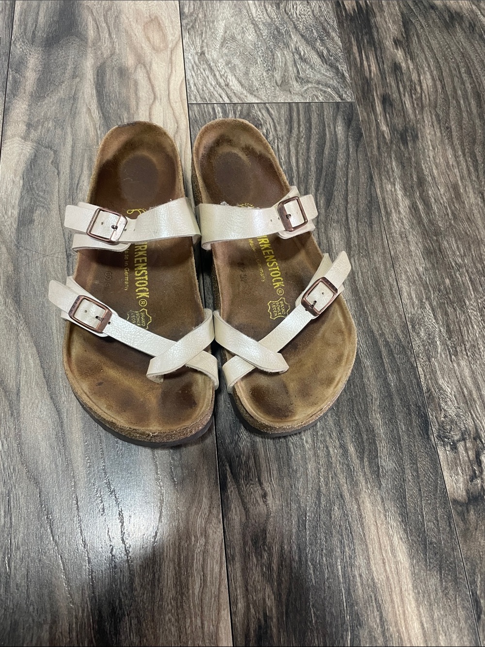 Birkenstock Kids Cream Double-Strap Sandals with Buckles